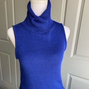 RALPH LAUREN COLLECTION Silk Knit Cowl Neck, Royal Blue, Size Medium